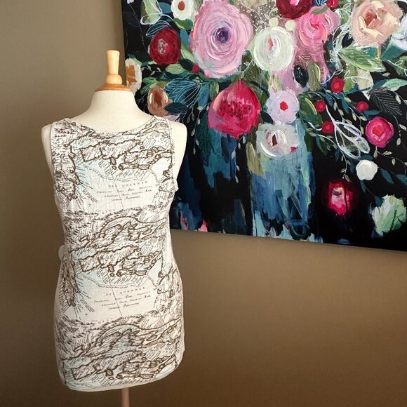 Y2K CAbi Old World Map Tank Women's Size Large (Medium) - Picture 4 of 10